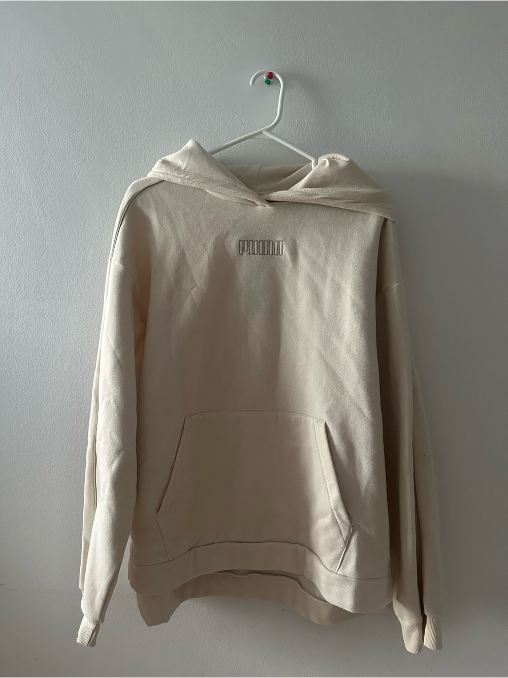 Puma Cream Pullover Hoodie Embroidered Logo XL